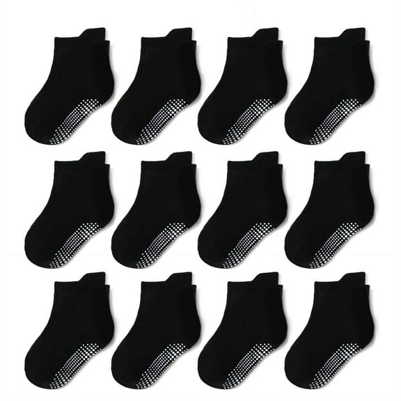 TELOLY 12Pcs 3T Socks Non-Slip Toddler Crew Socks Breathable Design Toddler Socks 2T-5T Style3