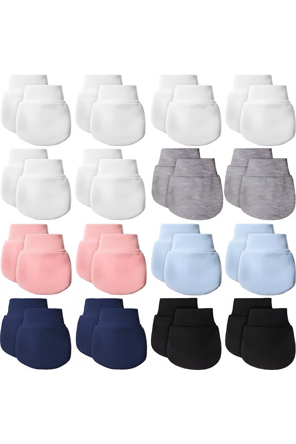 14 Pairs Newborn Baby Mittens Soft Cotton No Scratch Mittens Infant Toddler Gloves for 0-6 Months Baby Boys Girls