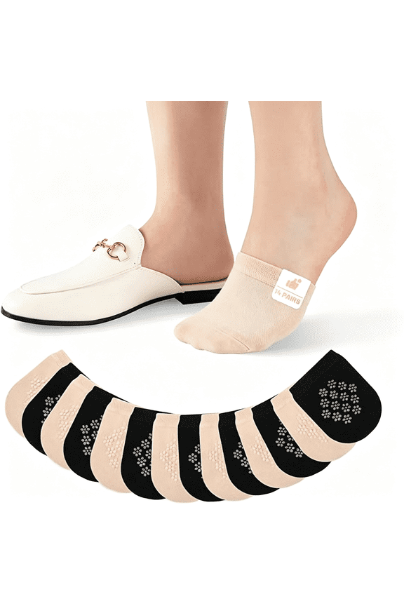14 Pairs Toe Socks Womens for Mules, No Show Liner Half Socks Non Slip Invisible Toe Topper Covers for Clogs Toe Protectors