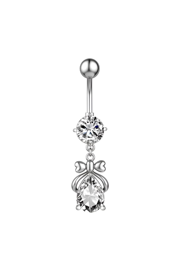 14G Animal Heart Dangle Belly Button Rings Surgical Steel Curved Navel Barbell Body Jewelry Piercing for Women