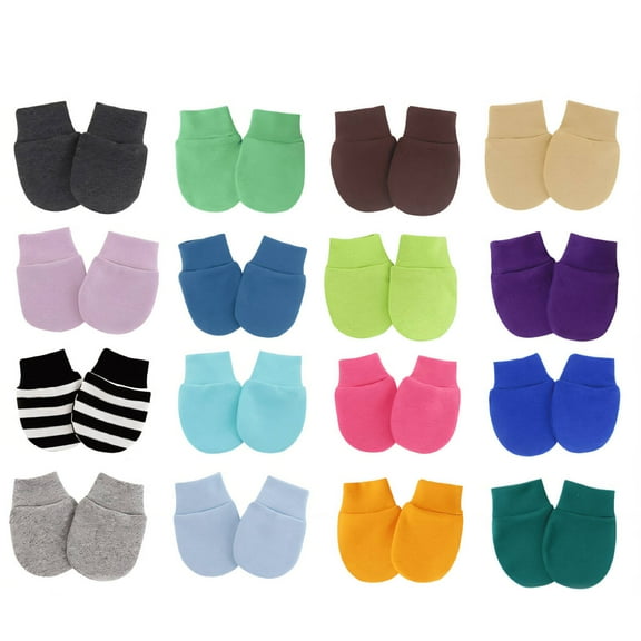 TELOLY 16 Pcs Baby Mittens,Machine Washable and Breathable Newborn Mittens,Prevents Self-Inflicted Scratches Baby Mittens for 0-6 Months,Style4
