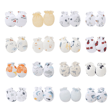 TELOLY 16 Pcs Baby Mittens,Soft and Gentle Cotton Newborn Mittens,Stretchable Fit Baby Mittens for 0-6 Months Growing Babies,Style1