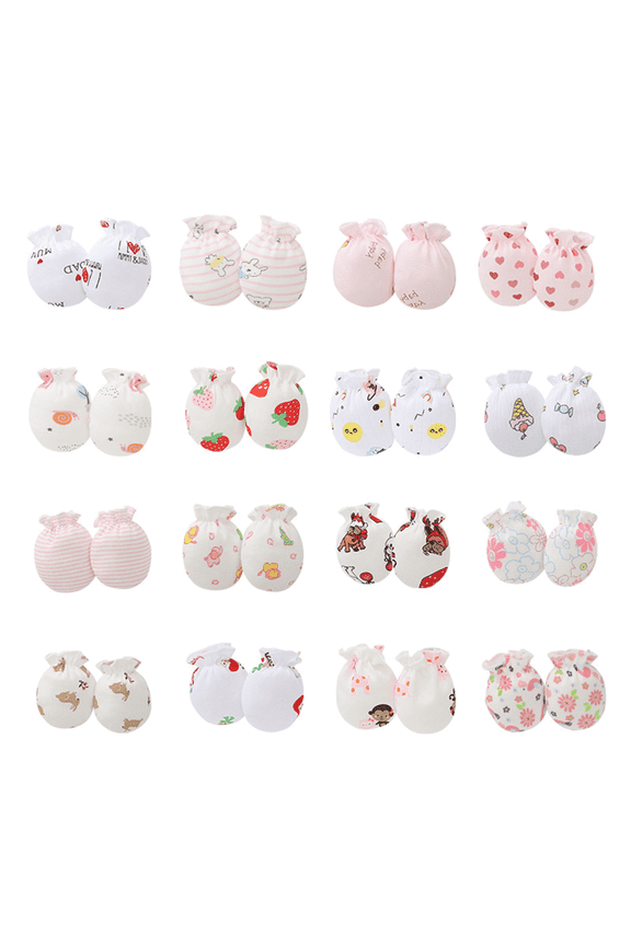 16 Pcs Baby Mittens,No More Face Scratches Newborn Mittens,Non-Restrictive Movement Baby Mittens for 0-6 Months,Style2