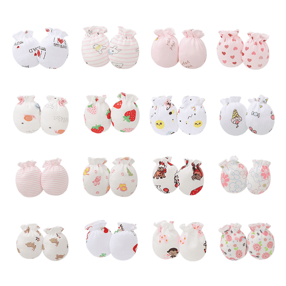 TELOLY 16 Pcs Baby Mittens,No More Face Scratches Newborn Mittens,Non-Restrictive Movement Baby Mittens for 0-6 Months,Style2