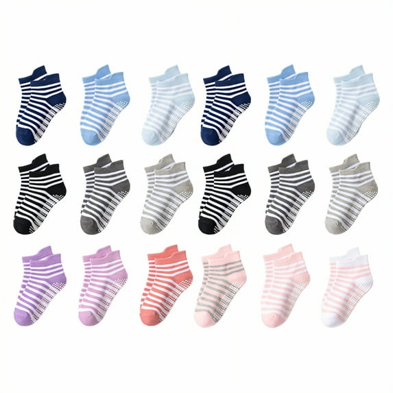 TELOLY 18Pairs Kids Socks,3-5Years Old Non Slip Socks,Cartoon Baby Girl Socks,Combination2,L