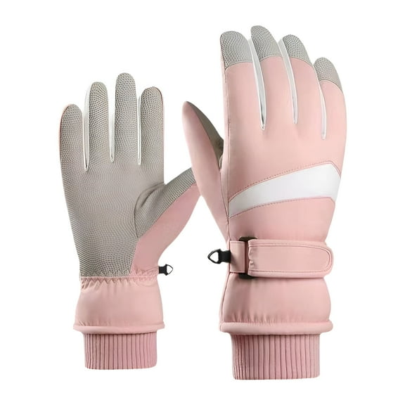 TELOLY 1Pair Ski Gloves Heat Retention Ski Gloves Women Windproof Design Snowboard Gloves Pink