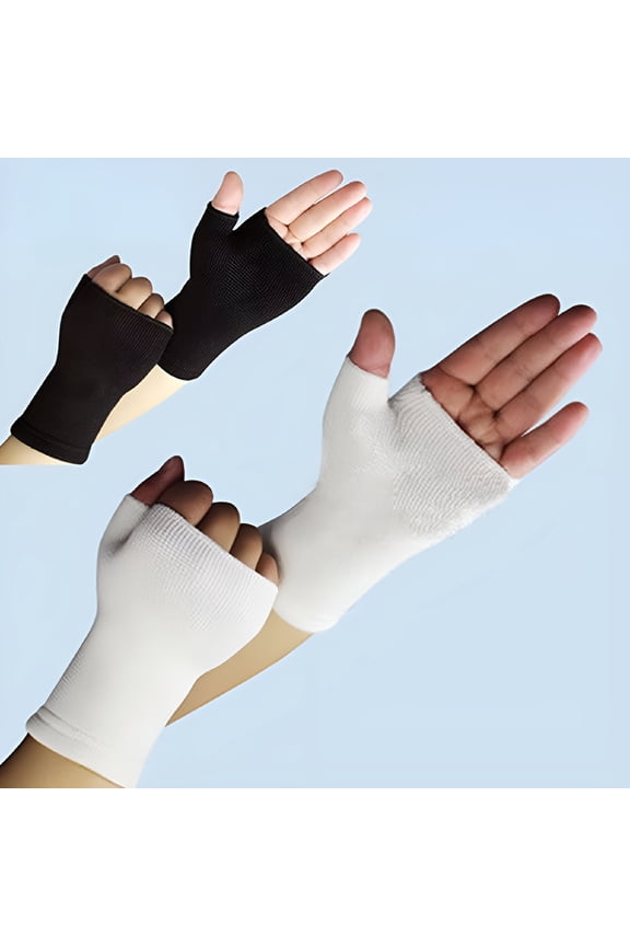 1Pair Unisex Elastic Palm Gloves Sport Hand Wrist Arthritis Brace Sleeve Support-White