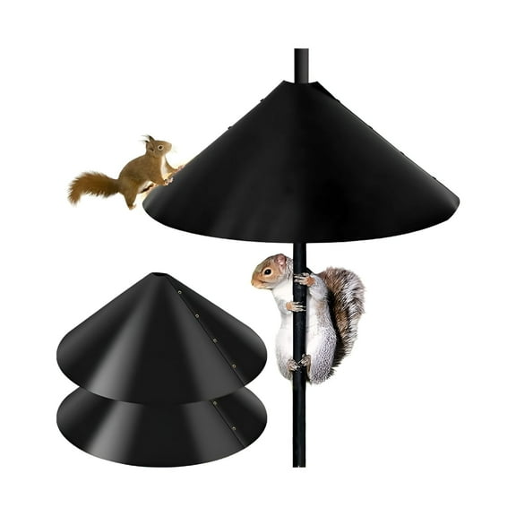 TELOLY 2 Pack Squirrel Baffle Black Squirrel Plastic Wide One-Piece Wrap Around Guard Stopper Keep Squirrels Off Bird Feeder Baffle for Bird Feeder Pole Outside Shepherd Hooks Bird House (2 pack)