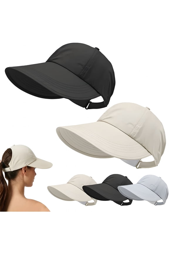 2 Pack Sun Protection Baseball Hat for Men and Women-Lightweight,Adjustable Wide Brim Baseball Hat(Black+White)