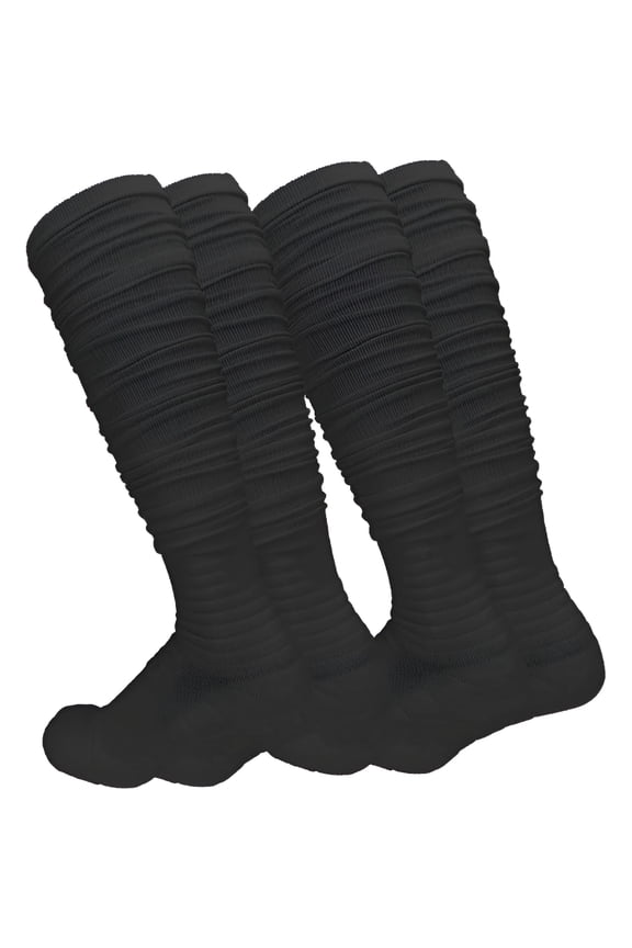 2 Packs Scrunch Football Socks Ultra Long Combed Cotton with Ankle Support Padded Knee High Socks Youth Adult Football Socks Combed Cotton with Ankle Support Padded Knee High Socks