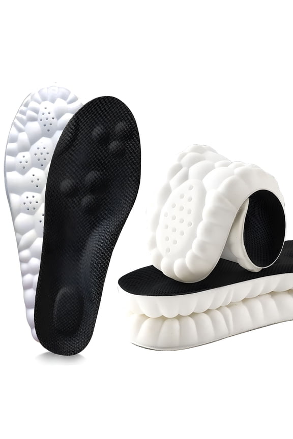 2 Pair 4D Cloud Soles for Men & Women, Super Soft Comfort Insoles, U-Shape Memory Foam Insoles, Shock-Absorbing Foot Support Insoles Cloud Insoles for Women