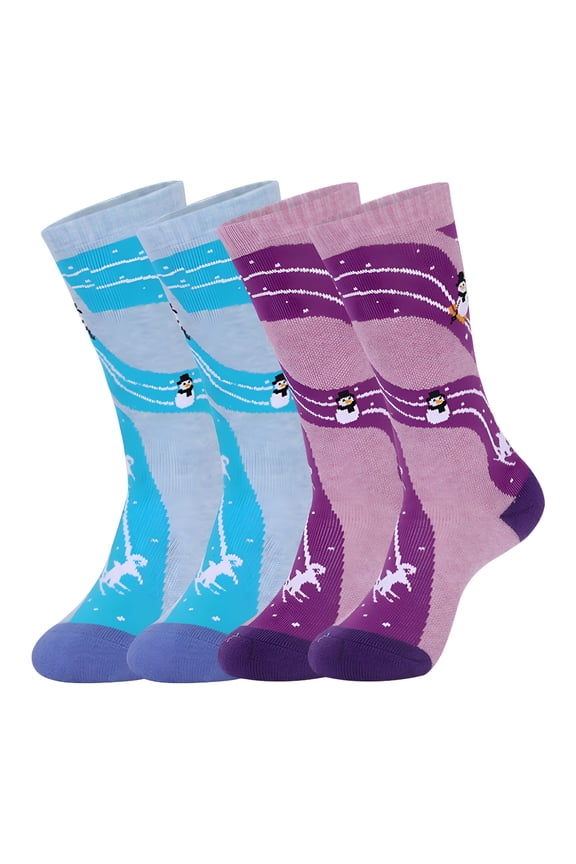 2 Pair Merino Wool Ski Socks Kids, Knee-high Warm Thermal Snowboard Skating Socks for Boys Girls Toddler