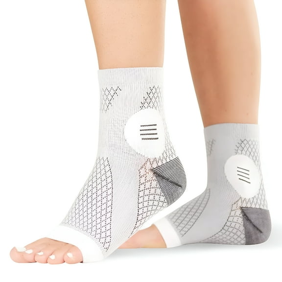 TELOLY 2 Pair Toeless Compression Socks for Neuropathy Relief - Breathable Open Toe Ankle Socks with 20-30 mmHg Compression for Plantar Fasciitis, Diabetic Foot Pain, Arch and Heel Support