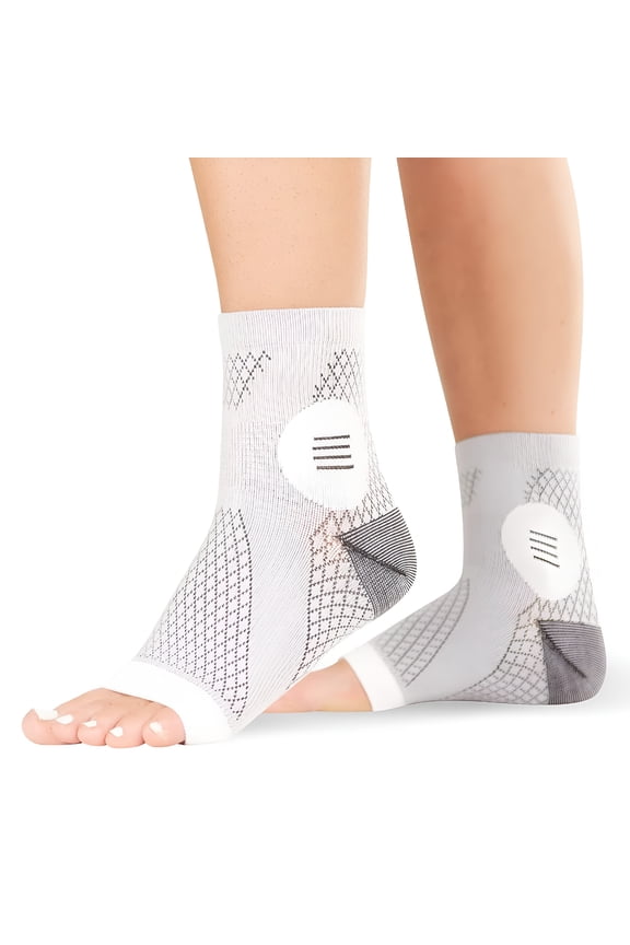 2 Pair Toeless Compression Socks for Neuropathy Relief - Breathable Open Toe Ankle Socks with 20-30 mmHg Compression for Plantar Fasciitis, Diabetic Foot Pain, Arch and Heel Support