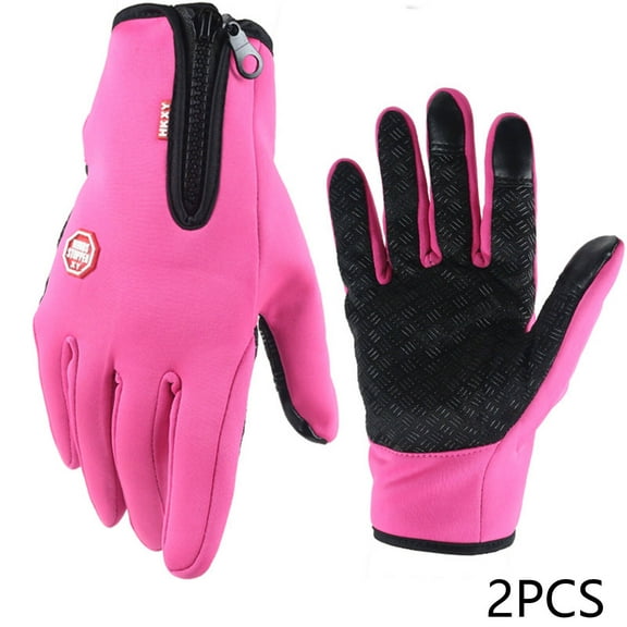TELOLY 2 Pair Winter Gloves,Windproof Gloves Snow Gloves,Sensitive Fingers Adjustable Fit Mens Winter Gloves,L,Pink