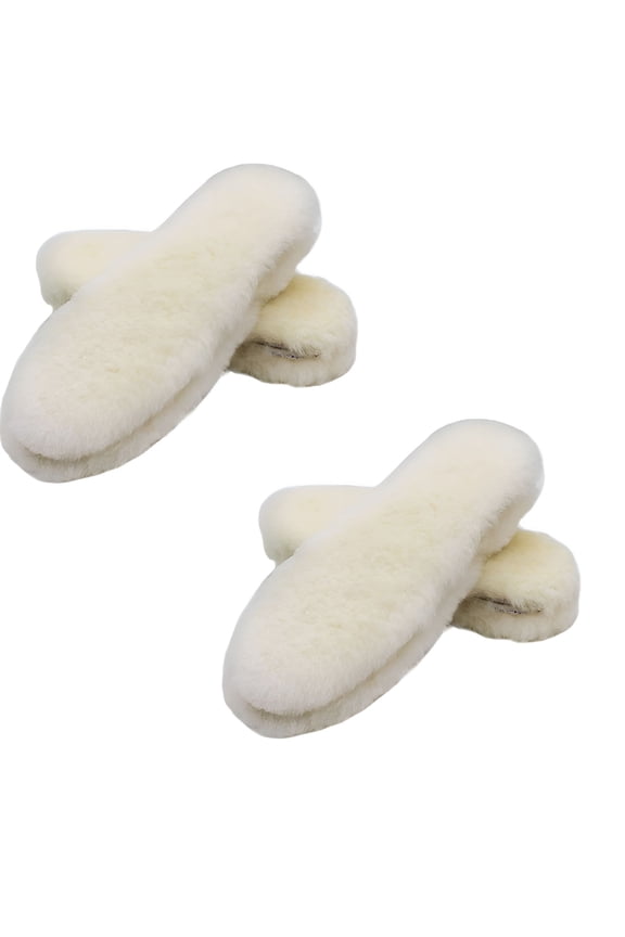 TELOLY 2 Pairs Genuine Thick Sheepskin Fleece Insoles for Women,Premium Warm Fluffy Wool Replacement Cozy Breathable Inner Soles for Shoes Boots Slippers Women Size 9 M Us Women