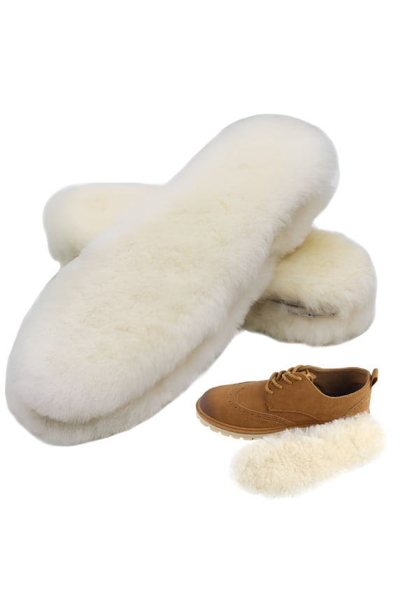 2 Pairs Genuine Thick Sheepskin Fleece Insoles for Women, Premium Warm Fluffy Wool Replacement Cozy Breathable Inner Soles for Shoes Boots Slippers Women Size 7.5 M US WOMEN