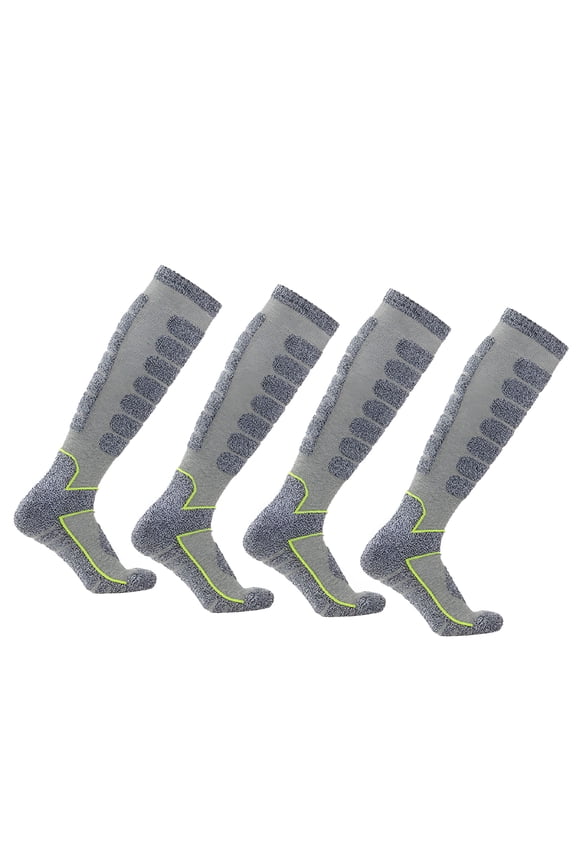 2 Pairs Ski Socks Merino Wool Thermal Knee High Winter Snowboard Sport Socks for Men and Women - Gray + Gray
