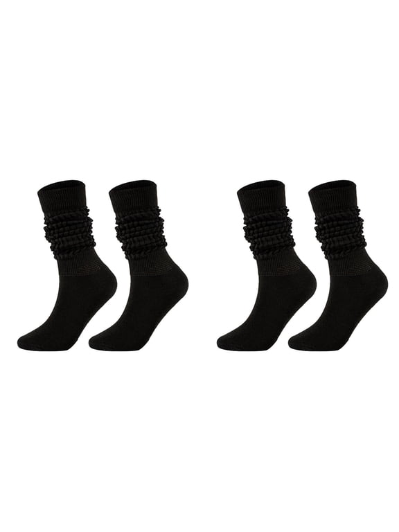 2 Pairs Slouch Socks for Woman Knee High Sock Womens Fashion Stacked Socks Casual Boot Socks 80S 90S Scrunch Socks Knit Scrunchie Socks High Tube Scrunch Sock