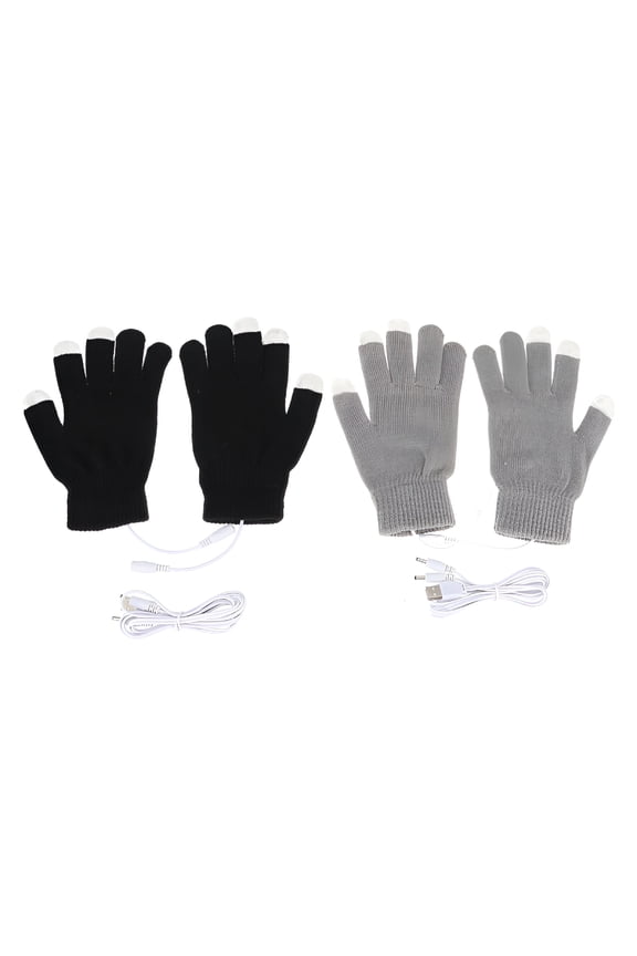 2 Pairs USB Heated Gloves Touchscreen Mitts Winter Hands Warmer for Men Women