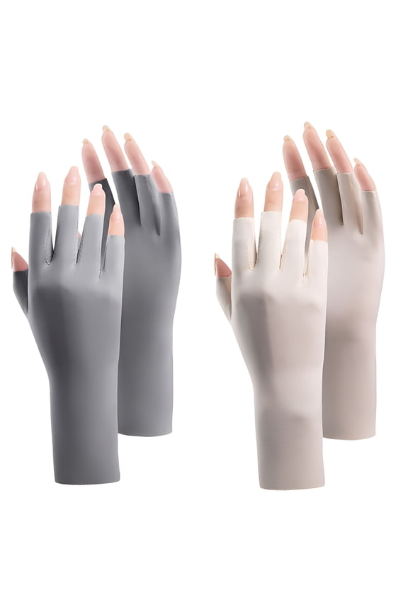 2 Pairs Women Sunscreen Fingerless Gloves UV Protection Half Finger Gloves Summer Sunblock Gloves for Driving Riding Fishing Golfing Outdoor Activities Favors