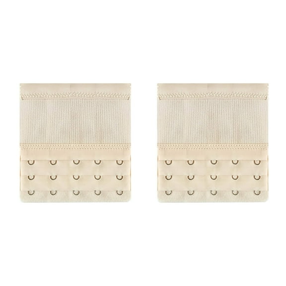 TELOLY 2 Pcs Bra Extender,3.8" Five-Row and Three-Fasteners Bra Extender Value Pack,Environmental Friendly Dyeing Process Bra Back Extender,Beige