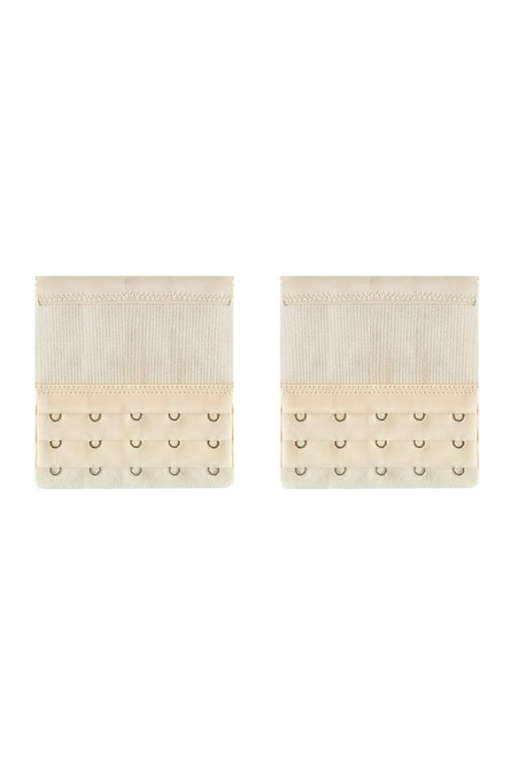 2 Pcs Bra Extender,3.8" Five-Row and Three-Fasteners Bra Extender Value Pack,Environmental Friendly Dyeing Process Bra Back Extender,Beige
