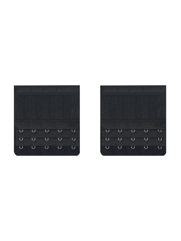2 Pcs Bra Extender,3.8" Five-Row and Three-Fasteners Bra Extender Value Pack,Environmental Friendly Dyeing Process Bra Back Extender,Black