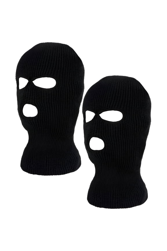 2 Pcs Kids 3-Hole Ski Mask Children Knitted Full Face Mask Winter Balaclava Face Cover for Kids Boys Girls
