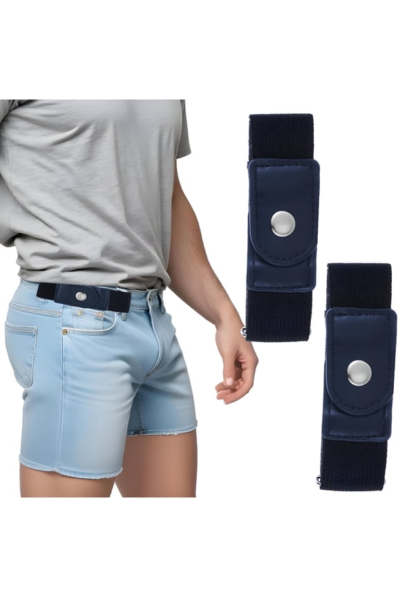 2 Pcs Men Side Belts No Buckle Elastic Stretch Adjustable Belt Loop