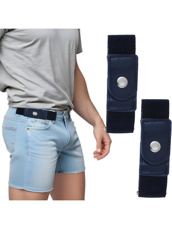 2 Pcs Men Side Belts No Buckle Elastic Stretch Adjustable Belt Loop