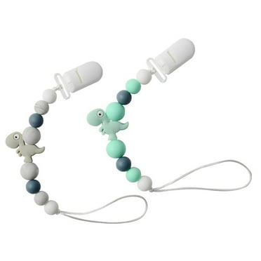 TELOLY 2 Pcs Pacifier Clip Improved Clasp Pacifier Pacifier & Teether 2-In-1 Flexible Band Material Pacifier Holder,Green