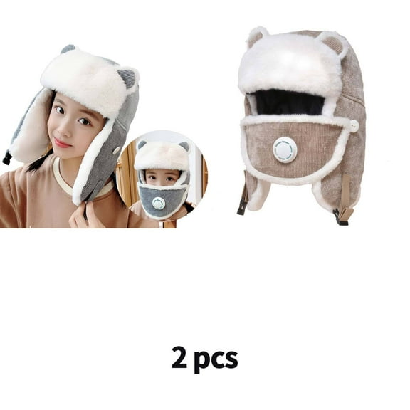 TELOLY 2 Pcs Toddler Hat,Trendy Baby Hats,Fuzzy Newborn Hats,Style 8