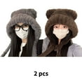 thumbnail image 1 of TELOLY 2 Pcs Womens Hats,Ear Protector Knitting Beanie,Plush Beanie for Women,Gray,Coffee, 1 of 2