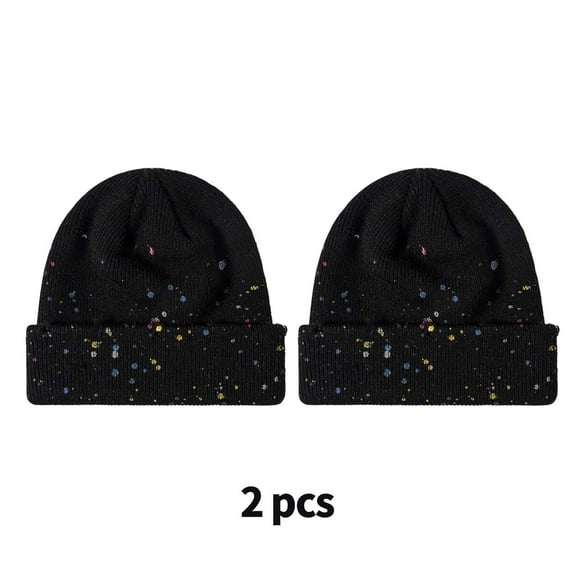 TELOLY 2 Pcs Womens Hats,Ear Wool Beanie,Thickening for Warmth Beanie for Women,Gray,Dark Gray