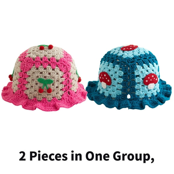 TELOLY 2 Pcs Womens Hats,Match with Ruffles Bucket Hats for Woman,Both Shade and Wind Protection Womens Hat,Style 1