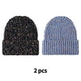 thumbnail image 1 of TELOLY 2 Pcs Womens Hats,Warm Matching Jacquard Beanie,Ear Protector Riding Beanie for Women,Black,Greyish Blue, 1 of 2