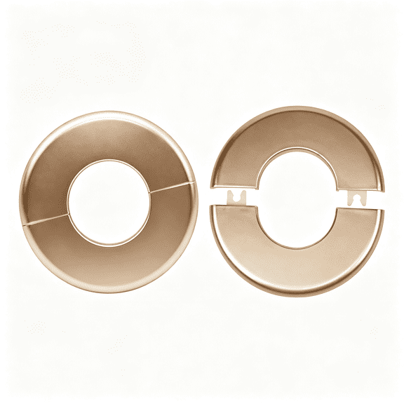 TELOLY 2 Ps Gold Wall Split Flange,2" Id 4-1/2" Od Abs Pipe Cover Plate|Self-Adhesive Split Escutcheon,Plumbing Cover Plates for Bathroom Kitchen,Painted Finish Round Water Pipe Hole Collar