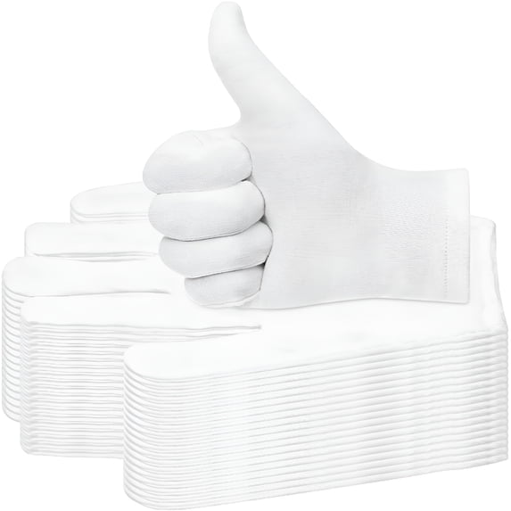 TELOLY 20 Pairs Cotton Gloves for Dry Hands, White Cotton Gloves for Eczema, Cosmetic Moisturizing and Coin Inspection, Medium Size