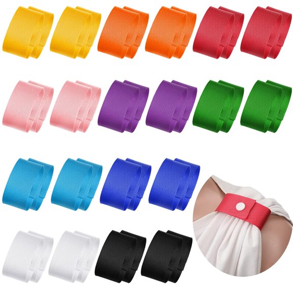 TELOLY 20 Pairs Softball Sleeve Holders for Women Sports T Shirt Sleeve Clips with Snaps Gymnastics Soccer Straps Ties Scrunchies for Shirts,10 Colors Anti-Slip Durable Elastic