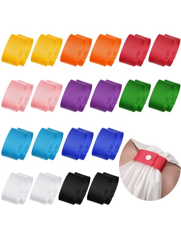 20 Pairs Softball Sleeve Holders for Women Sports T Shirt Sleeve Clips with Snaps Gymnastics Soccer Straps Ties Scrunchies for Shirts,10 Colors Anti-Slip Durable Elastic