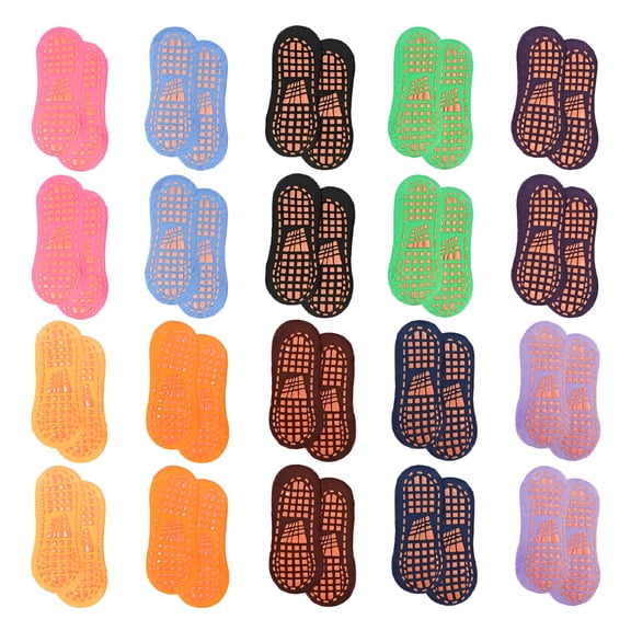 TELOLY 20 Pairs Trampoline Socks Non-slip Floor Socks Cotton Yoga Socks Unisex Sports Socks 27-32 Yards (Random Color)