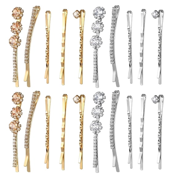 TELOLY 20 Pcs Decorative Bobby Pins Set Rhinestone Bobby Pins|Shiny Fancy Small Hair Clips,Diamond Crystal Hair Barrette,For Women Girls,Wedding,Prom,Party,Bridalaccessories