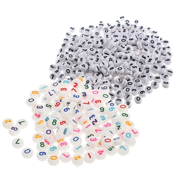 TELOLY 200pcs Number Beads Acrylic Loose Beads DIY Number Beads Number Loose Beads Bracelet Making Beads