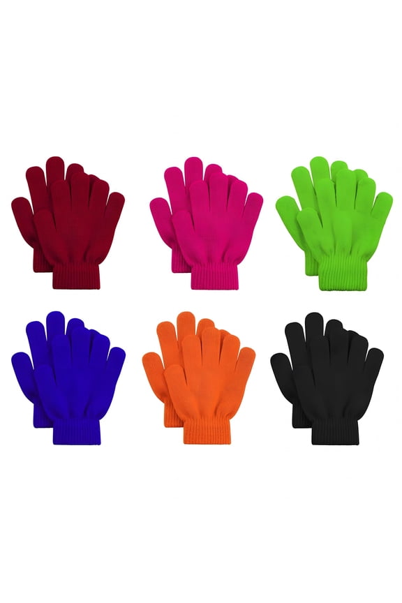 2026 New 1 Pair Children Gloves Full Fingers Washable Comfortable to Wear Elastic Windproof Acrylic Thermal Mittens for Outdoor for Snow,Play,Winter Red