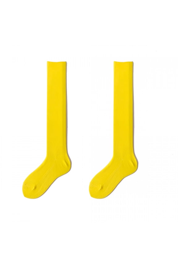 2026 New 1 Pair High Socks Comfortable Candy Color Anti-Slip Allergy Free Anti-Fatigue Slimming Breathable Women Cotton Knee High Socks for Outdoor for Running, Hiking, Casual, Sports, Yellow