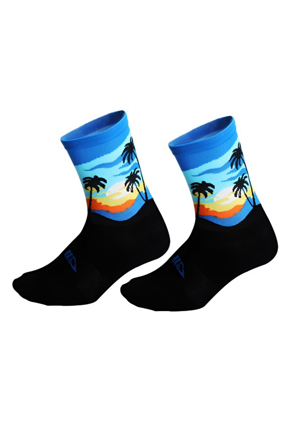 2026 New 1 Pair Trendy Cycling Socks Coconut Tree Pattern Moisture Absorption Universal Unisex Bicycle Socks for Riding for Cycling,Running,Training,Outdoor