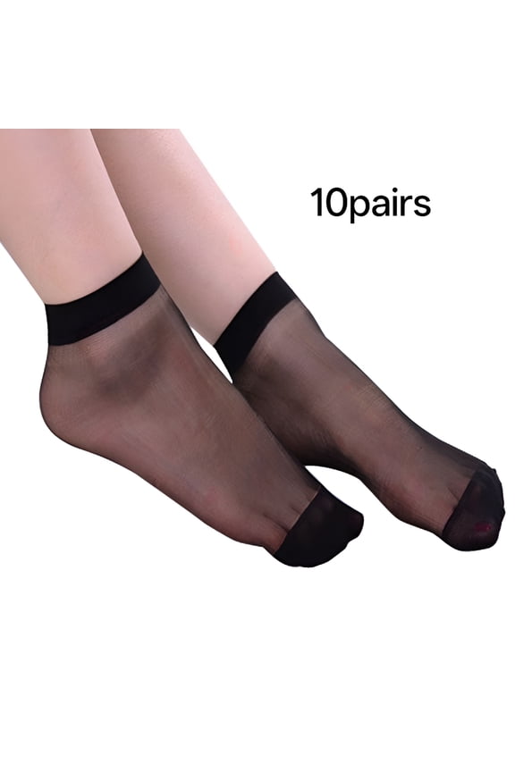2026 New 10 Pairs Nylon Socks for Women Sheer Thin Ankle Stocking Footies Transparent Silk Dress Socks with Reinforced Toe Dress Socks Women for Office,Party,Wedding,Casual,Formal