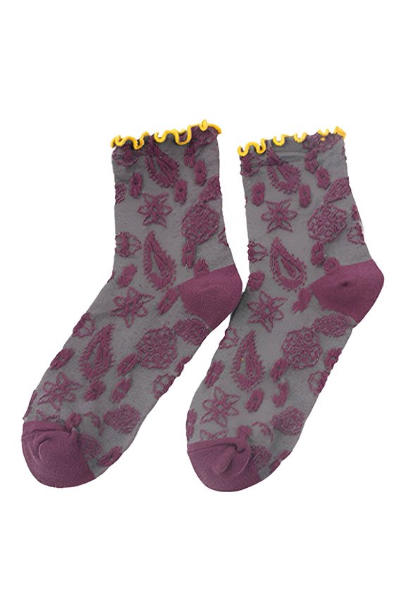 2026 New 1Pairs Ruffle Socks Woman Classic Design Ruffle Socks for Girls Timeless Appeal Frilly Socks Women for Casual Home Purple
