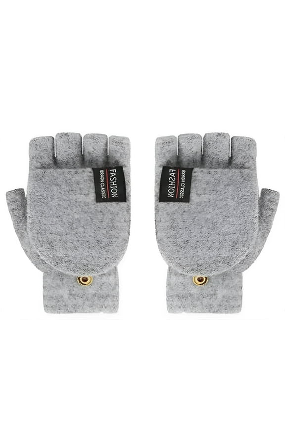 2026 New 2 in 1 Full and Half Winter Electric Rechargeable Mittens,Usb Knitted Heated Winter Gloves,Blue/Gray Warmer Laptop Gloves for Women Men Girls Boys,Washable